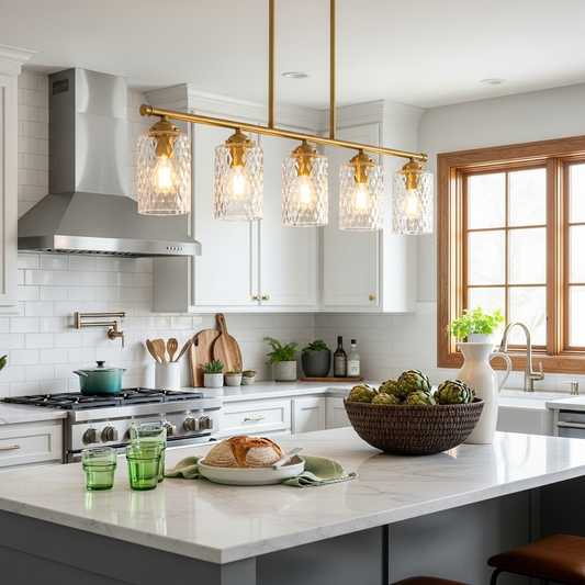 American style copper glass lampshade chandelier